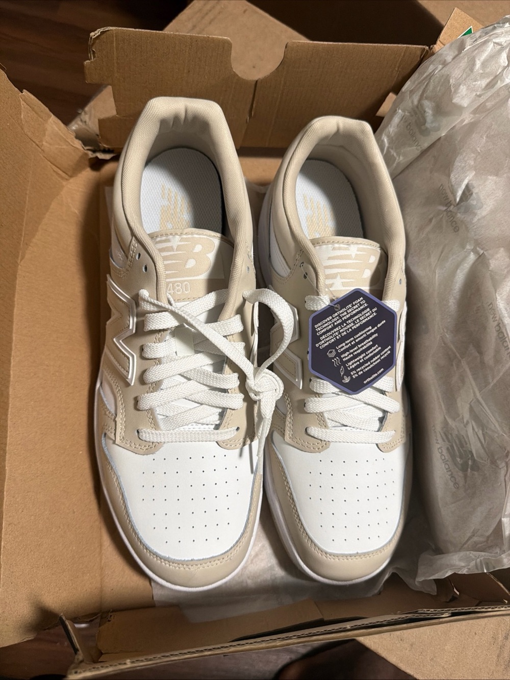 New Balance Men’s 480 Low Tan/White New 11.5 - Picture 5 of 5